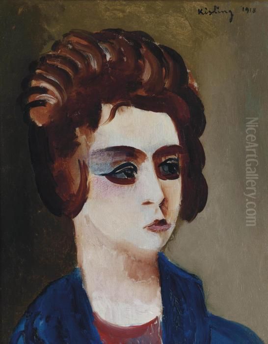 Tete De Jeune Fremme Brune Oil Painting by Jean Kisling