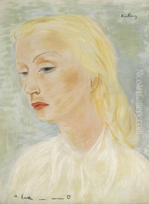 Portrait D'eva Busch Oil Painting by Jean Kisling