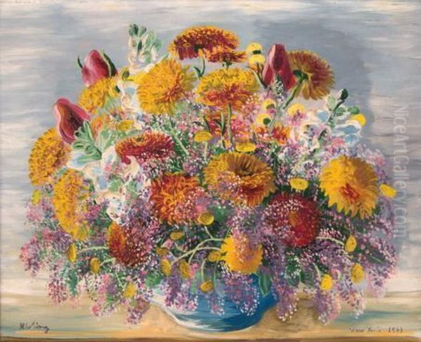 Bouquet De Fleurs Oil Painting by Jean Kisling