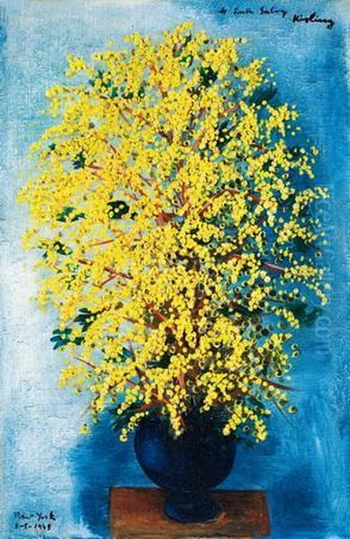 Bouquet De Mimosas Oil Painting by Jean Kisling