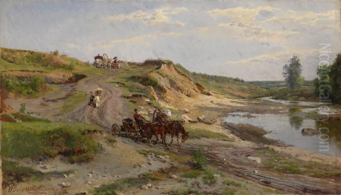Down By The Stream Oil Painting by Alexander Alexandrovich Kiselev