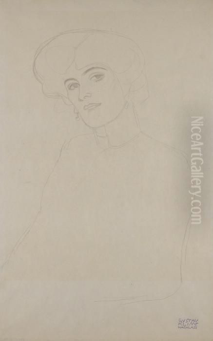 Damenbrustbild Im 
Dreiviertelprofil Nach Links (bust Of A Woman In Three-quarter Profile 
To The Left) Oil Painting by Gustav Klimt