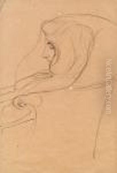 Frau Im Lehnstuhl Im Profil Nach Links Oil Painting by Gustav Klimt