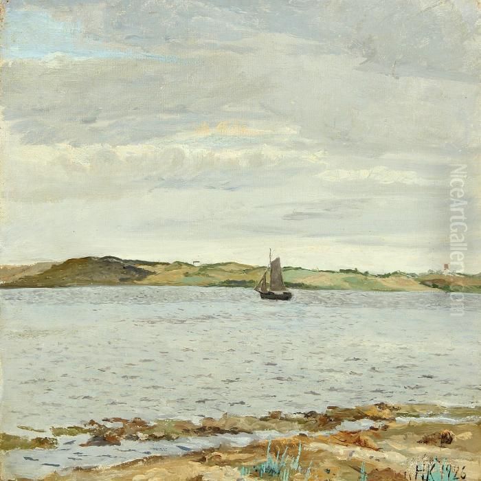 Lundo - Limfjorden Oil Painting by Hans Knudsen
