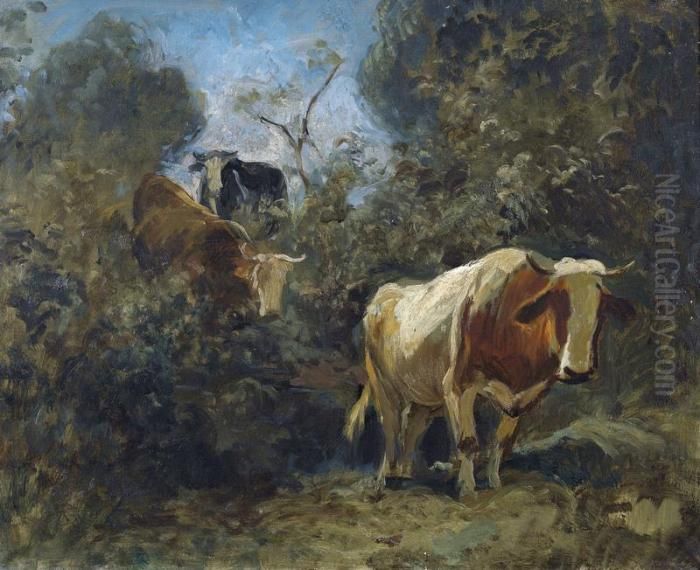 Landschaft Mit Kuhen Oil Painting by Rudolf Koller