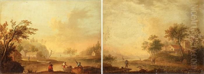 Landscape With Lake Oil Painting by Johan Philip Korn