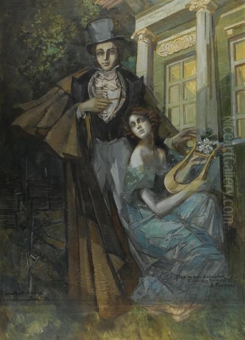 Pushkin And The Muse Oil Painting by Konstantin Alexeievitch Korovin