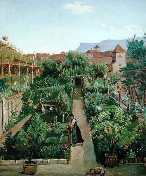 The Ottmannsgutes Flower Garden in Merano, c.1840 Oil Painting by Friedrich Wasmann
