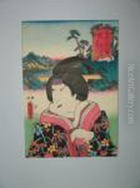 Une Jeune Femme En Buste Oil Painting by Gototei Kunisada