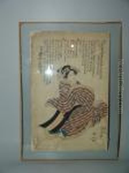 L'acteur Iwai Hanshiro Dans Un Role De Bijin Oil Painting by Gototei Kunisada