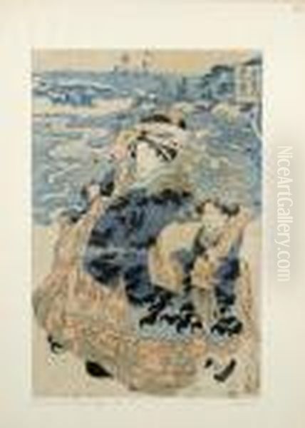 Geisha Et Sa Suivante Oil Painting by Gototei Kunisada