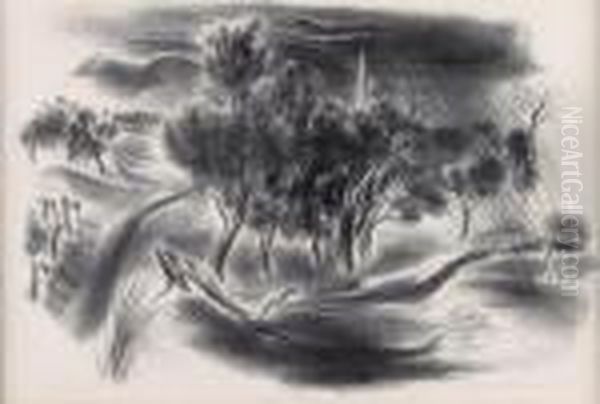 The Shower Oil Painting by Yasuo Kuniyoshi