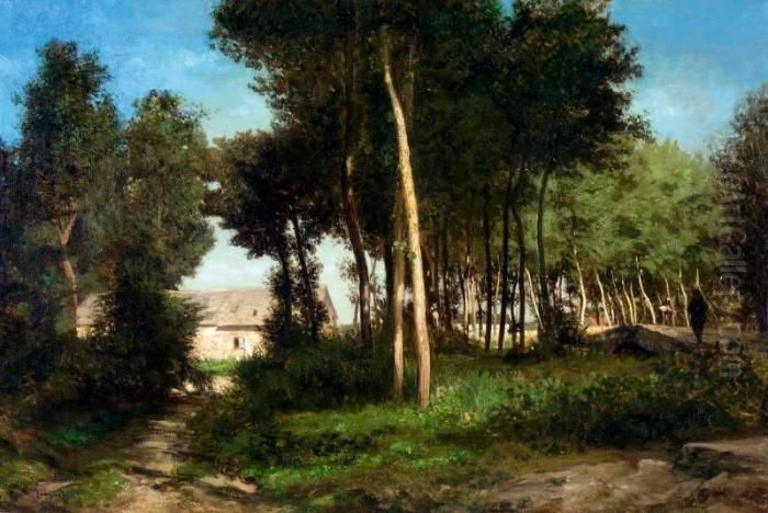 Wandelaars Aan De Bosrand Oil Painting by Emile Charles Lambinet