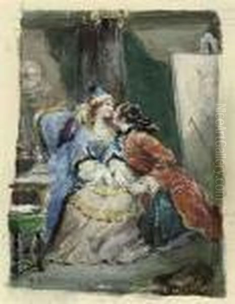 A Scene From Moliere's Le 
Sicilien, Ou L'amour Peintre: Adrastewinning The Heart Of Isidore Oil Painting by Eugene Louis Lami
