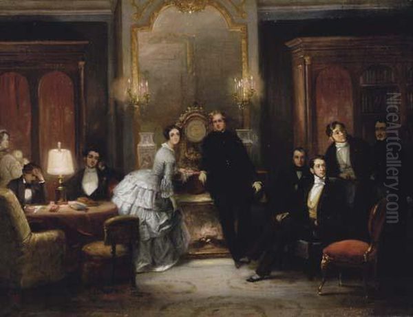 Elegant Gathering At The Salon Of The Countess Samoiloff Oil Painting by Eugene Louis Lami