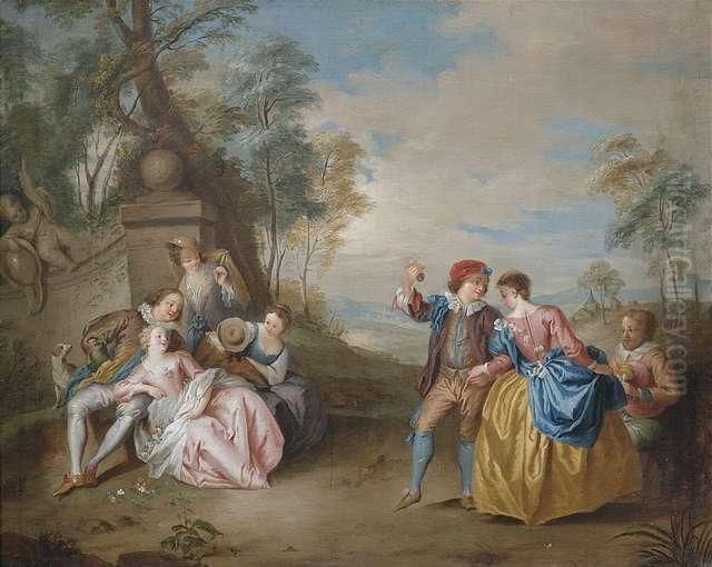 Galante Szenerie Im Park Oil Painting by Nicolas Lancret