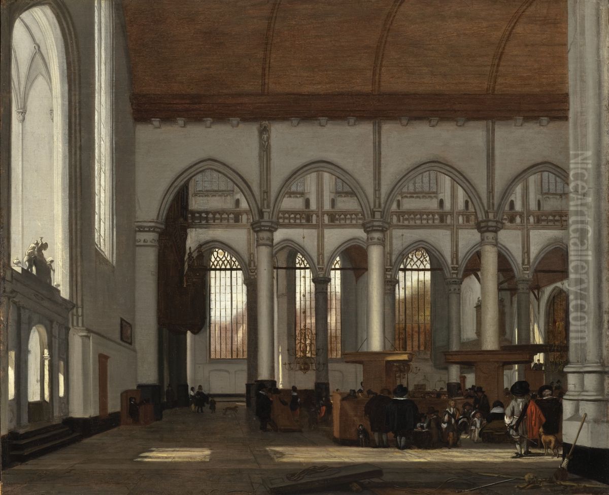 Interior of the Oude Kerk, Amsterdam Oil Painting by Emanuel de Witte