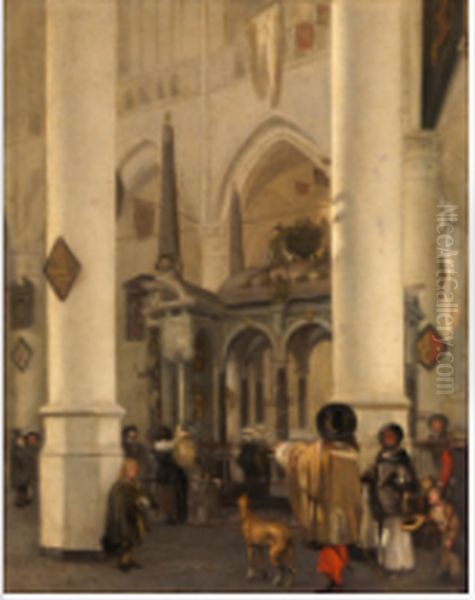 Interior of the Nieuwe Kerk in Delft with the Tomb of William the Silent Oil Painting by Emanuel de Witte