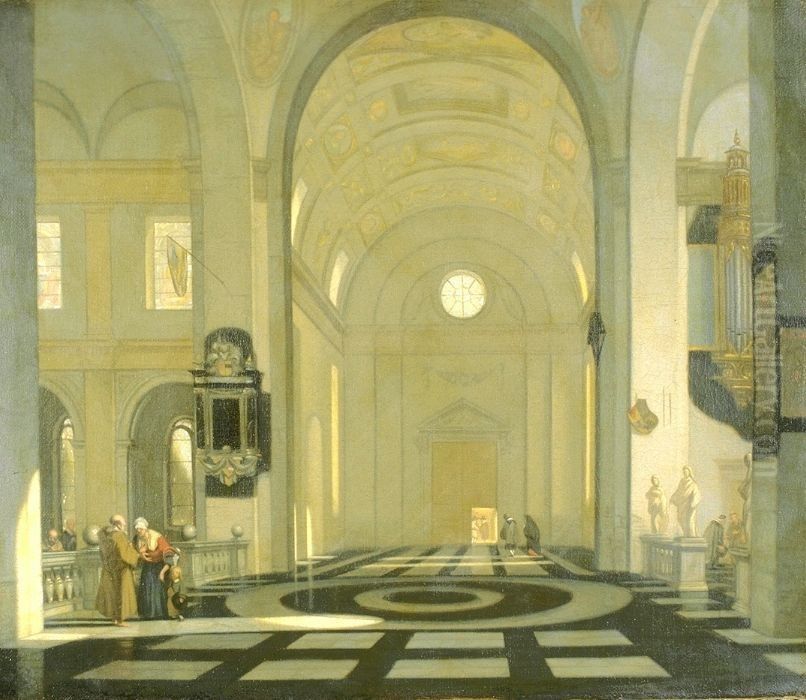 Interior of a Baroque Church Oil Painting by Emanuel de Witte