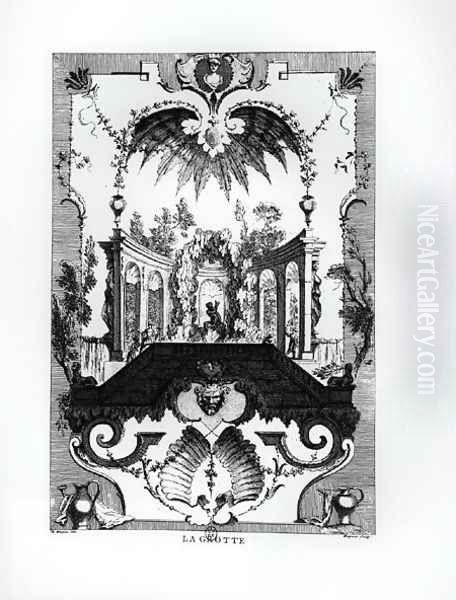 The Grotto, engraved by Gabriel Huquier (1695-1722) Oil Painting by Jean-Antoine Watteau