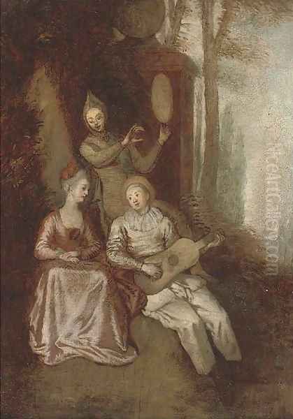 A fete galante Oil Painting by Jean-Antoine Watteau
