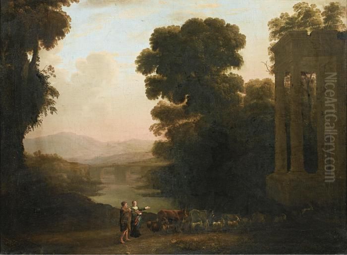 Italianate Landscape Oil Painting by Claude Lorrain (Claude Gellee)