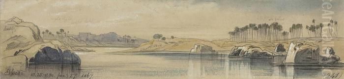 Aswan On The Nile, Egypt Oil Painting by Edward Lear