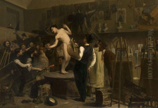 Vue Presumee De L'atelier De Gerome Oil Painting by Jean Lefort