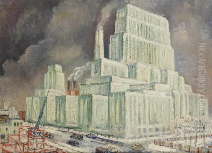 Cornell University Medical Centre In Winter, New York Oil Painting by Adriaan Lubbers