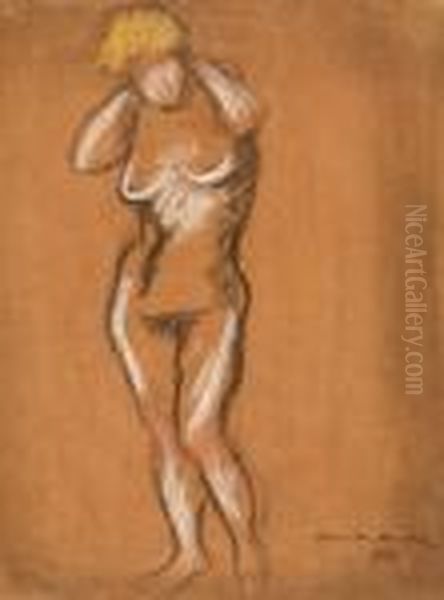 Stehender Weiblicher Akt Oil Painting by Helmut Macke