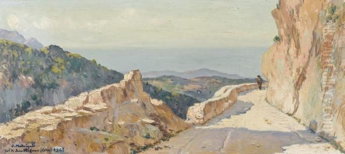 Col De San Stefano Oil Painting by Olynthe Madrigali