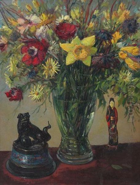 Composizione Floreale Oil Painting by Angelo Malinverni