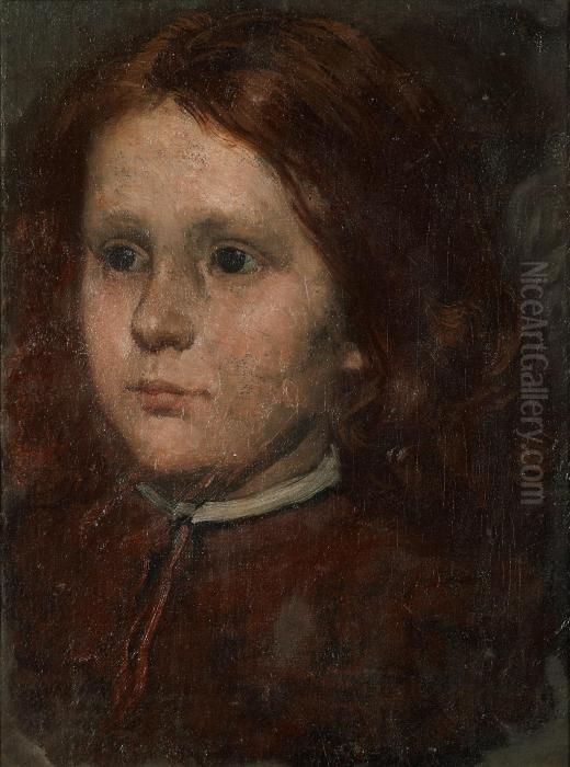 Portratt Av Flicka Oil Painting by August Malmstrom