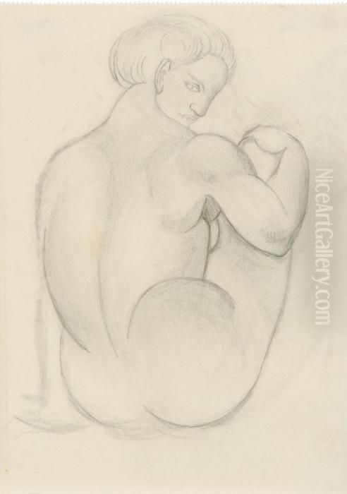 Nu Assis Vu De Dos Oil Painting by Manolo