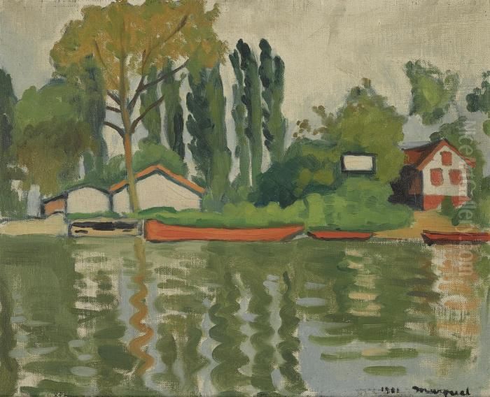 Les Peupliers A Villennes Oil Painting by Albert Marquet