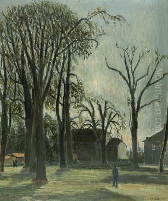 Contre Jour - Landschaft Oil Painting by Eugene Louis Martin