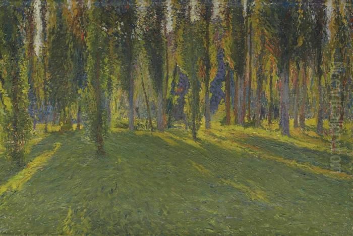 Peupliers Dans La Vallee Du Vert Oil Painting by Henri Martin