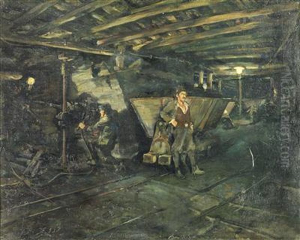Bergbauszene Oil Painting by Anton Marussig