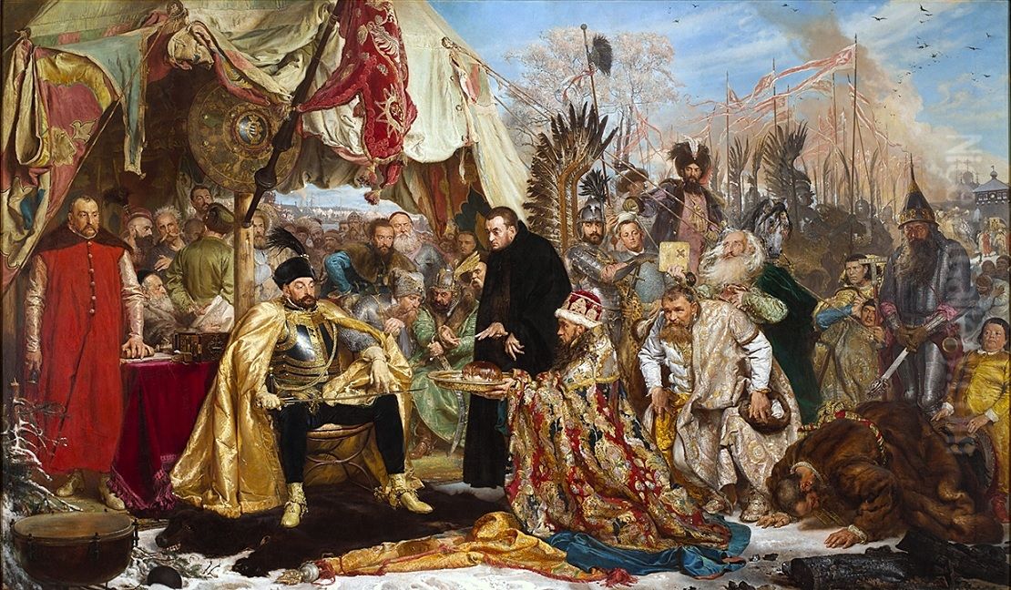 Stefan Batory Pod Pskowem Oil Painting by Jan Matejko