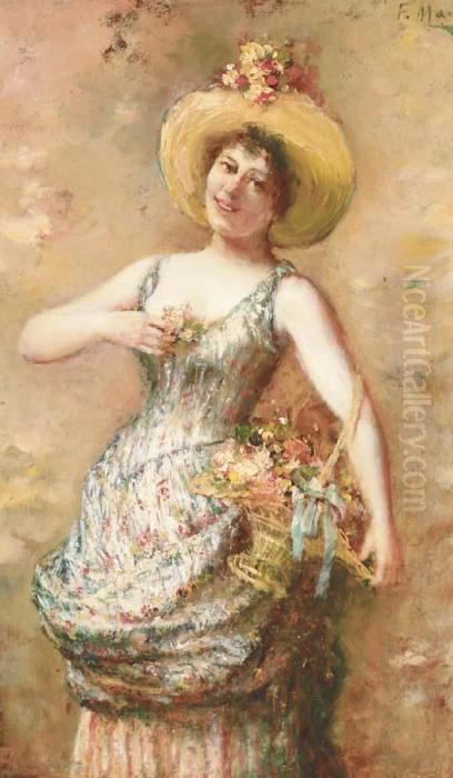 The Flower Seller Oil Painting by Francois Maury
