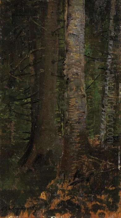 Vnutro Lesa Oil Painting by Ladislav Mednyanszky