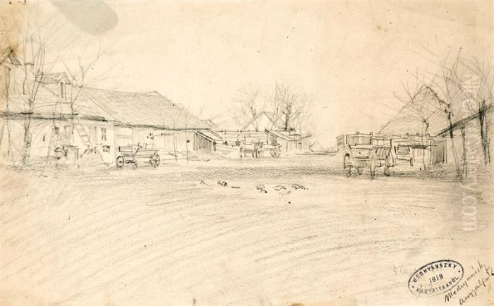 Angyalfold Oil Painting by Laszlo Mednyanszky