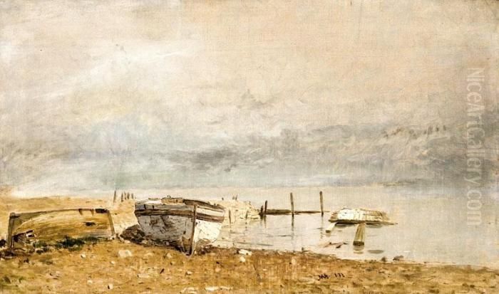 Folyopart Oil Painting by Geza Meszoly