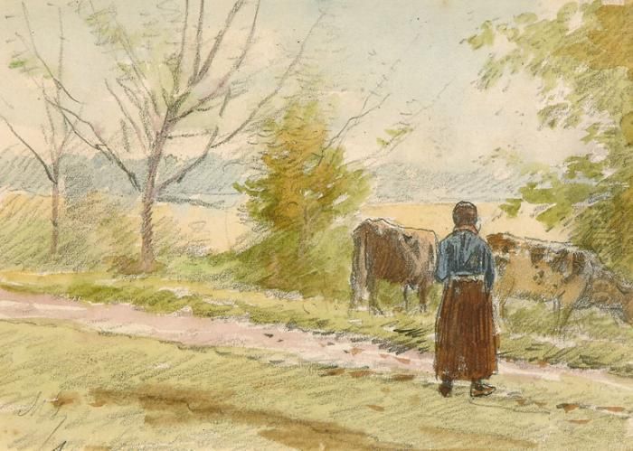 Legeltetes Oil Painting by Geza Meszoly