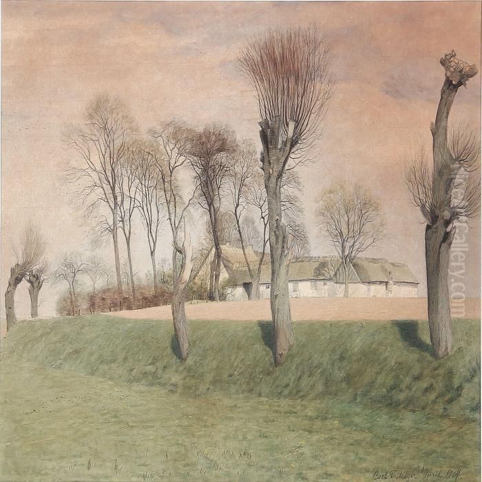 Farm At The Countryside Oil Painting by Carl Vilhelm Meyer