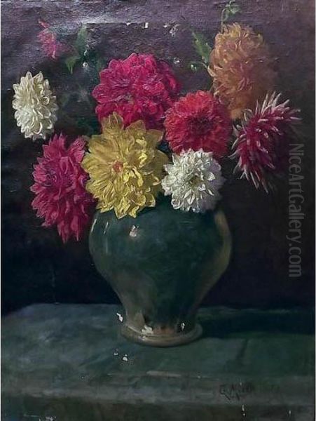 Vaso Di Fiori Oil Painting by Giuseppe Micali