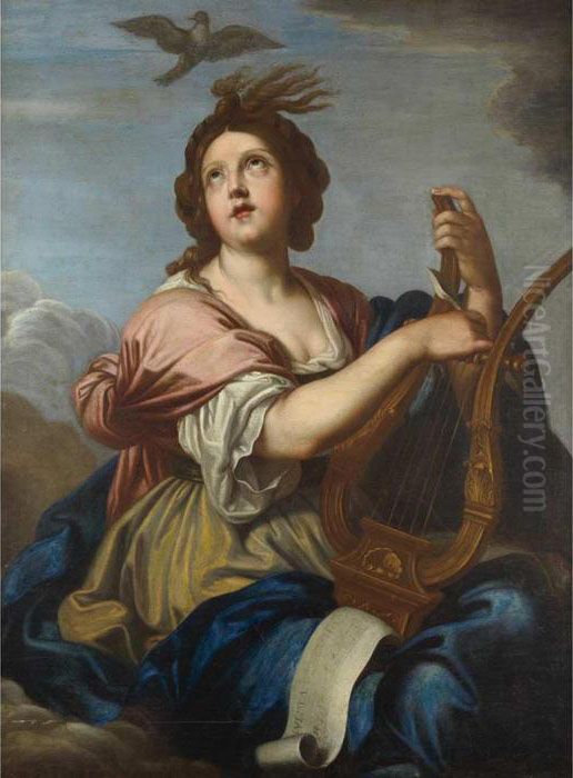 Allegory Of Music (a Muse With A Lyre) Oil Painting by Pierre Mignard