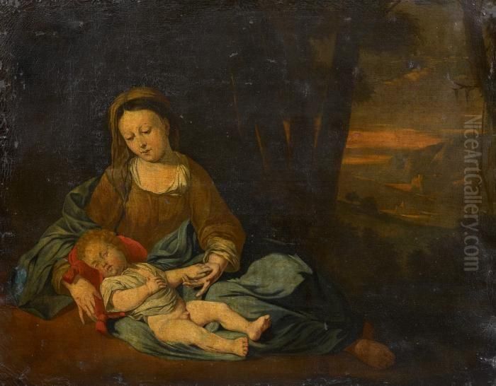 Virgin Mary With Christ Child Oil Painting by Pierre Mignard