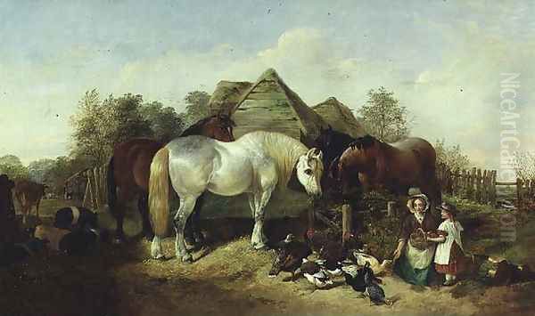 The Farmstead, 1858 Oil Painting by Henry Woollett