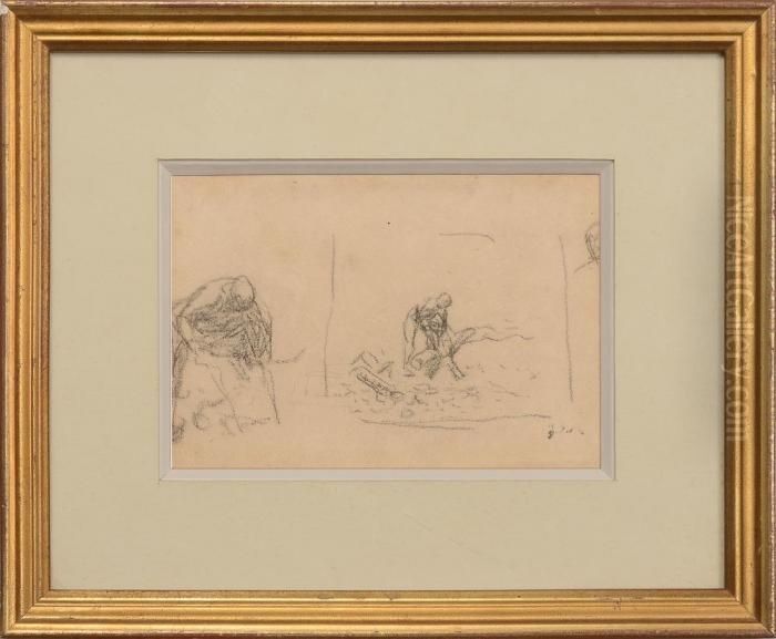 Scieurs De Bois Et Bucheron Oil Painting by Jean-Francois Millet